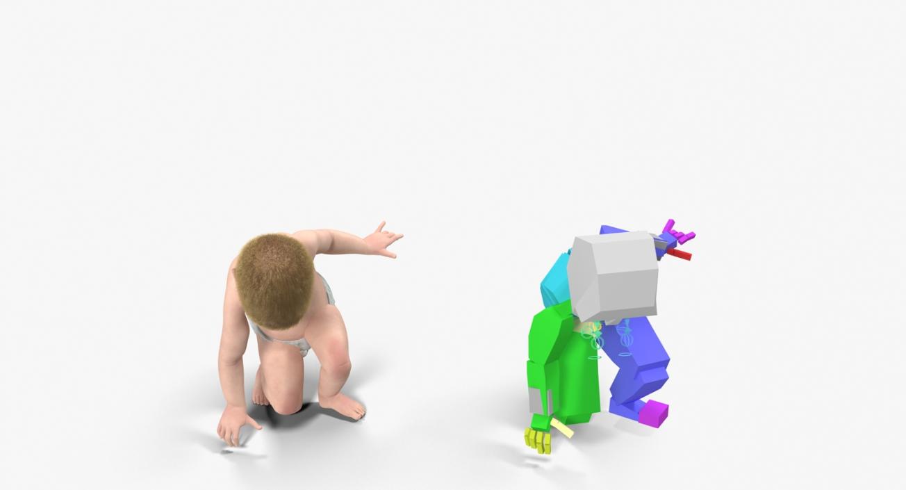 3D Small Baby Boys Rigged Collection model