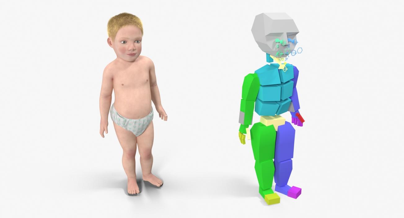 3D Small Baby Boys Rigged Collection model