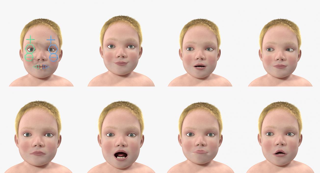 3D Small Baby Boys Rigged Collection model