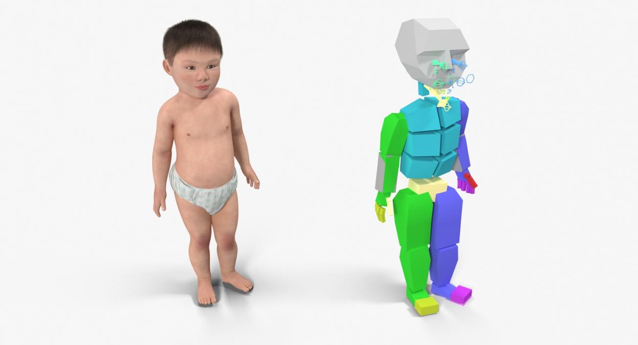 3D Small Baby Boys Rigged Collection model