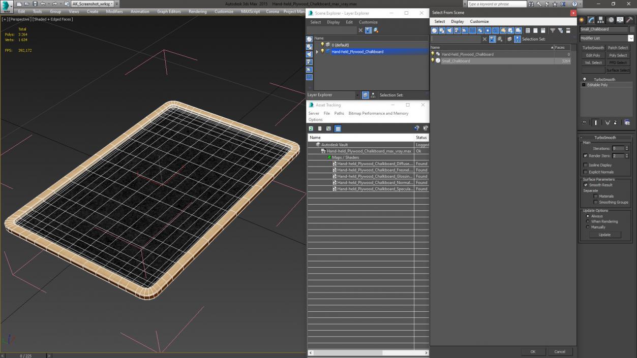 3D Hand-held Plywood Chalkboard model