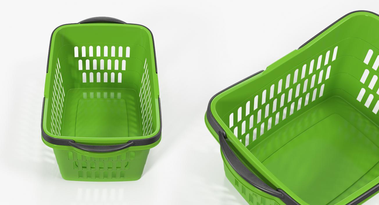 3D Shopping Plastic Basket with Folded Handles model