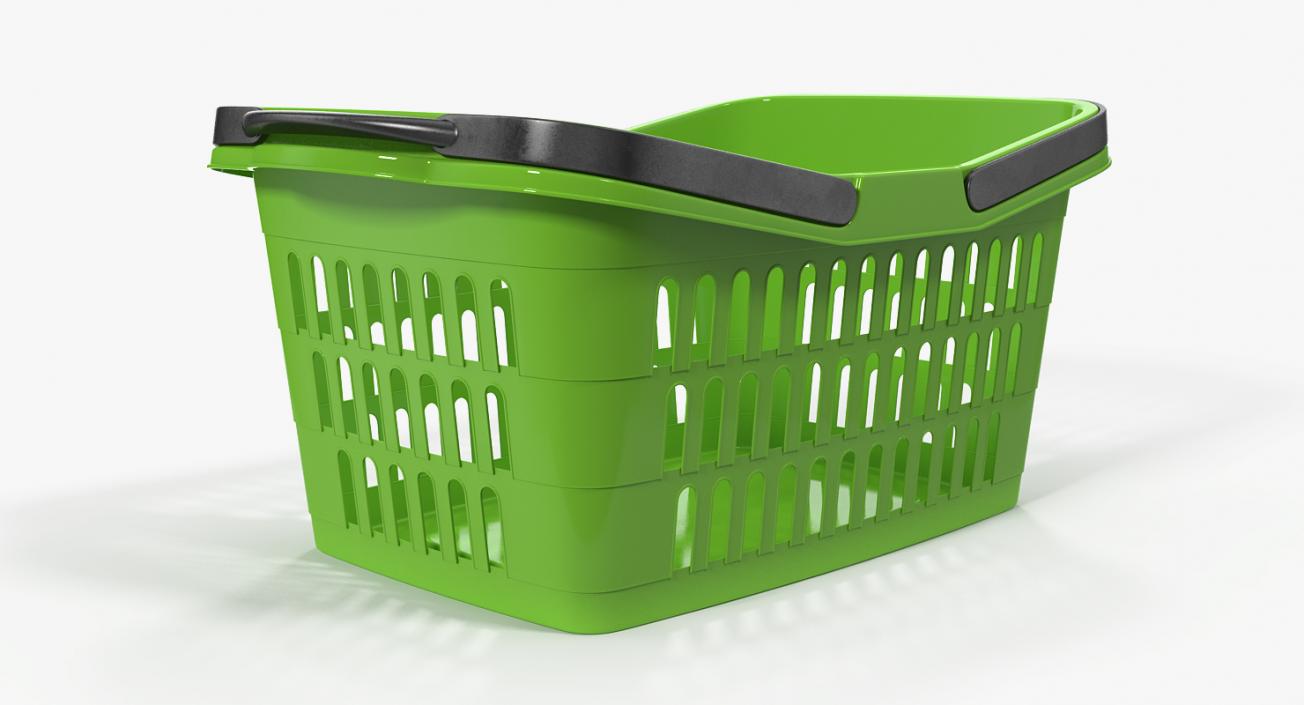 3D Shopping Plastic Basket with Folded Handles model