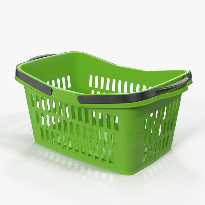 3D Shopping Plastic Basket with Folded Handles model