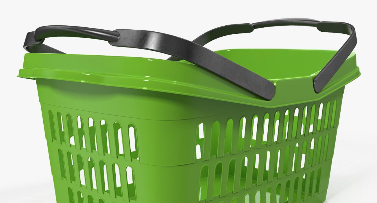 3D Shopping Plastic Basket with Folded Handles model