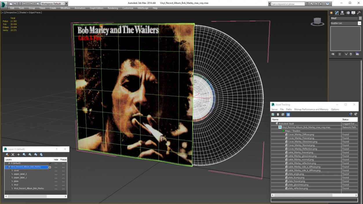 Vinyl Record Album Bob Marley 3D model