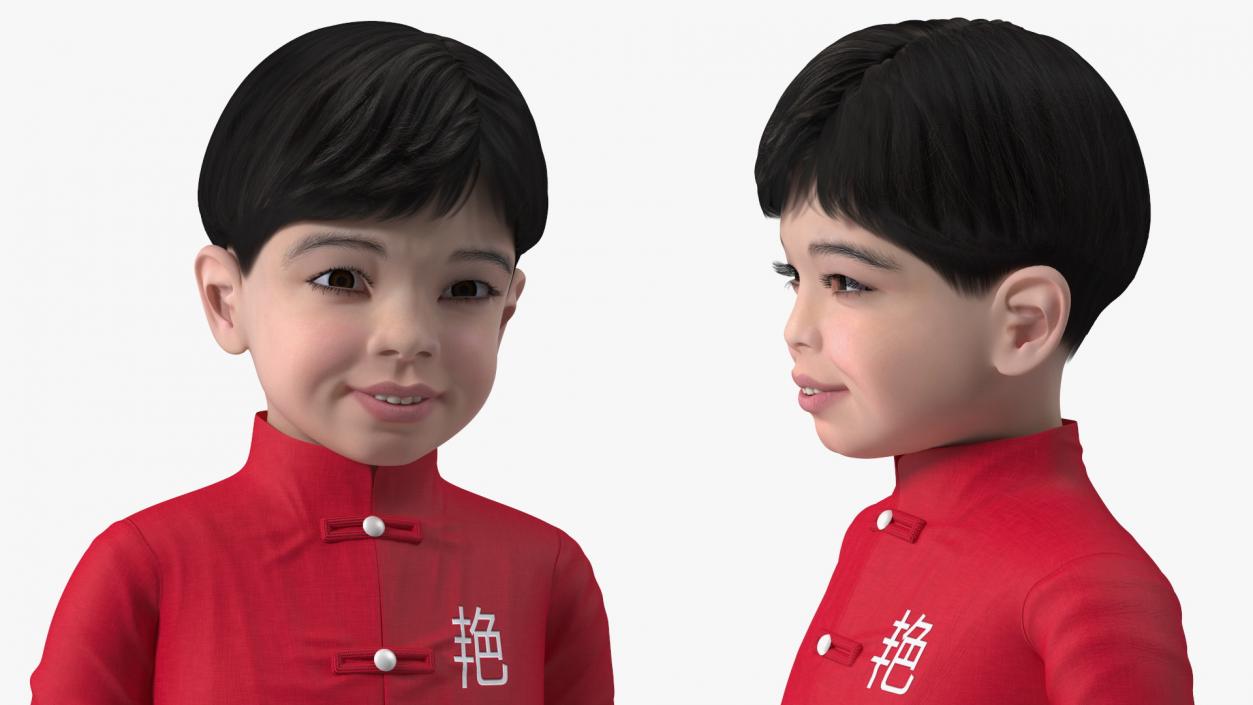 Traditional Style Chinese Man Woman and Boy Collection 3D model