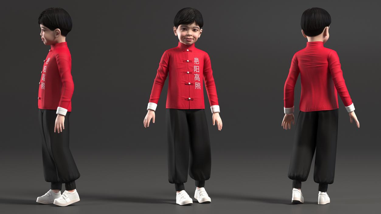 Traditional Style Chinese Man Woman and Boy Collection 3D model