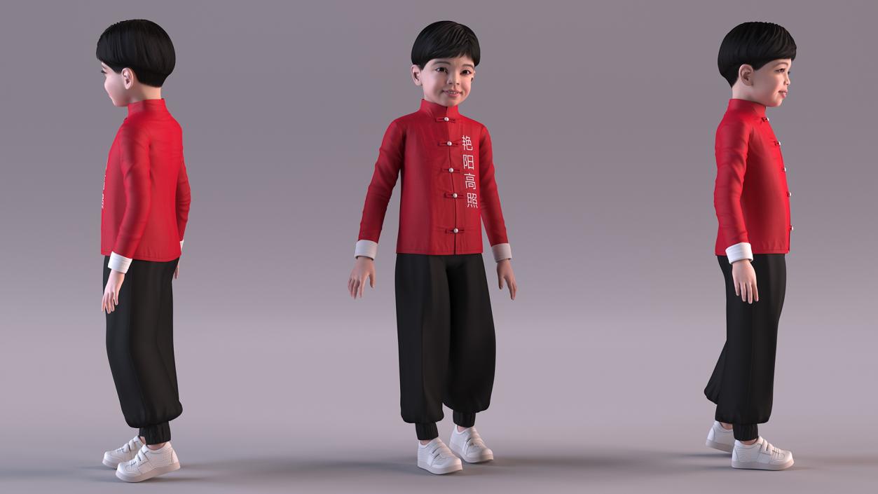 Traditional Style Chinese Man Woman and Boy Collection 3D model