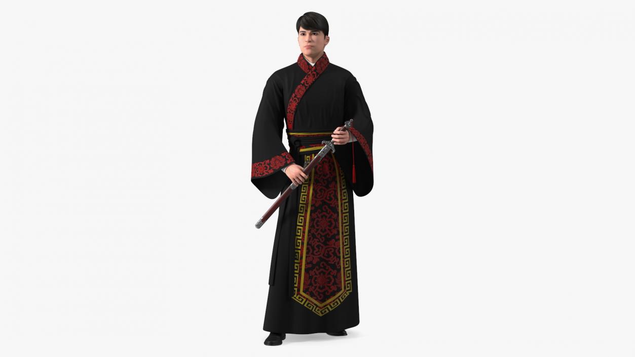 Traditional Style Chinese Man Woman and Boy Collection 3D model