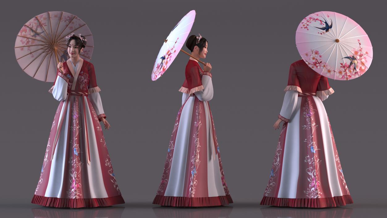 Traditional Style Chinese Man Woman and Boy Collection 3D model