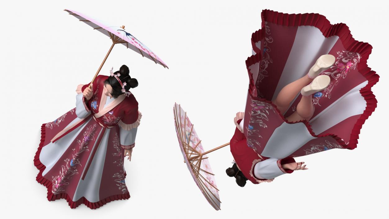 Traditional Style Chinese Man Woman and Boy Collection 3D model