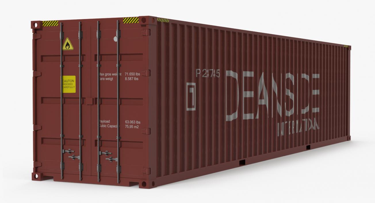 Port Container Crane Red with Container 3D model