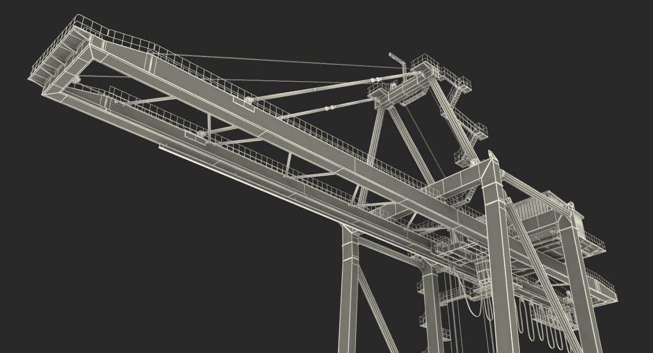 Port Container Crane Red with Container 3D model