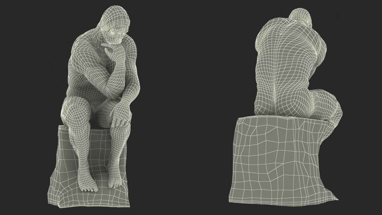 3D model The Thinker Statue Gypsum