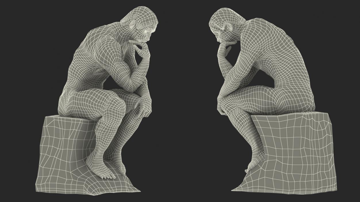 3D model The Thinker Statue Gypsum