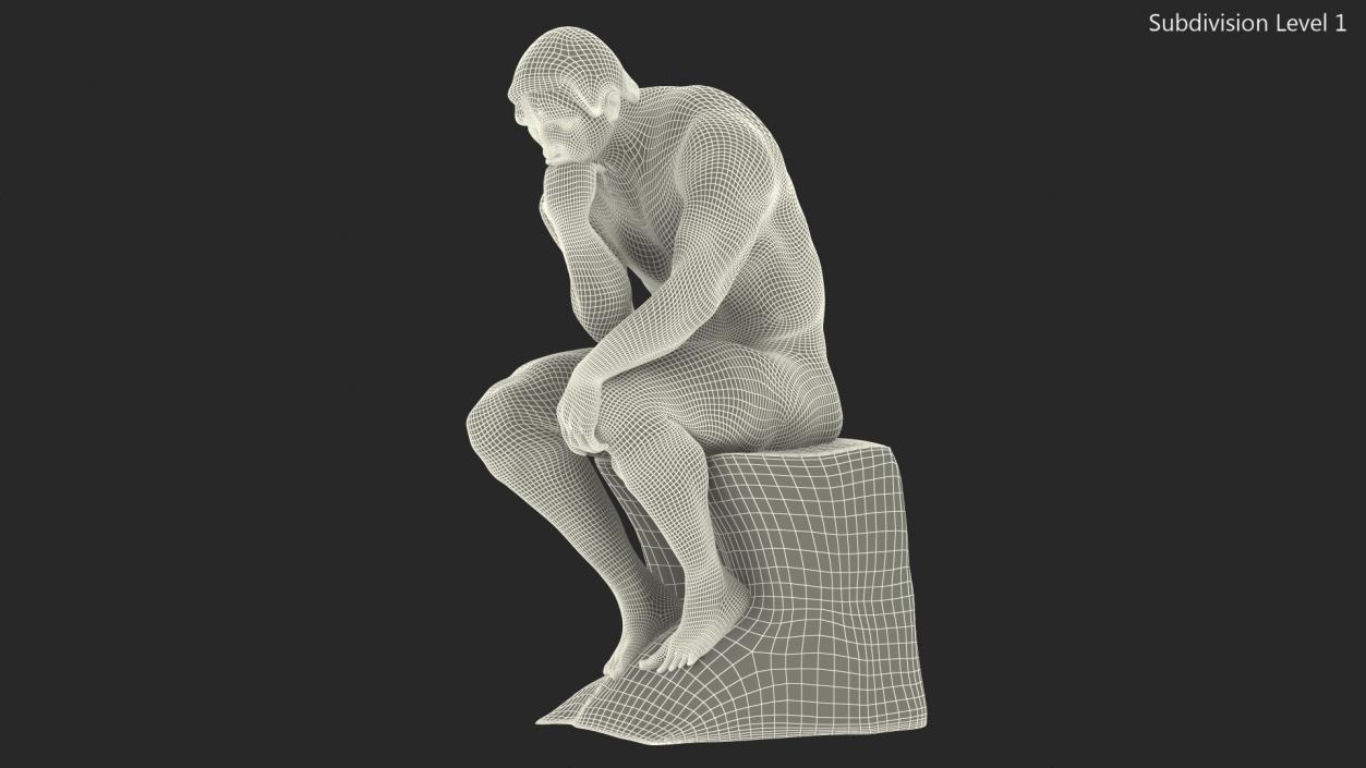 3D model The Thinker Statue Gypsum