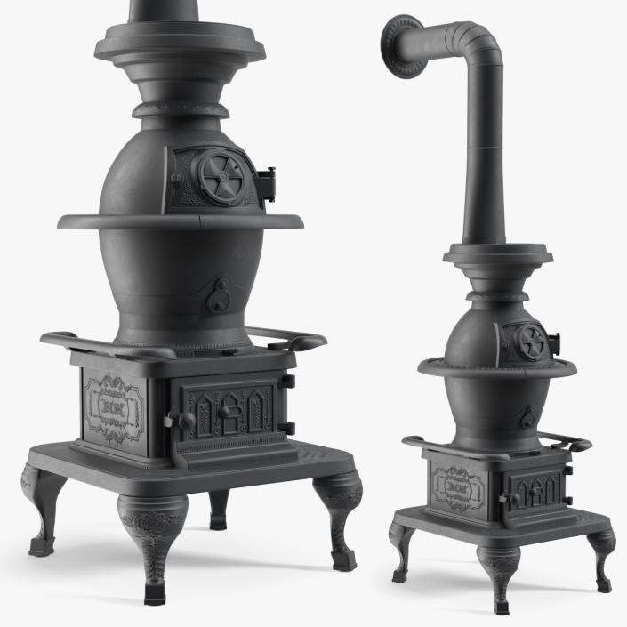 3D Iron Potbelly Stove New model