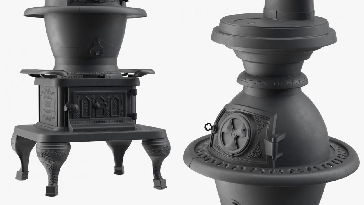 3D Iron Potbelly Stove New model