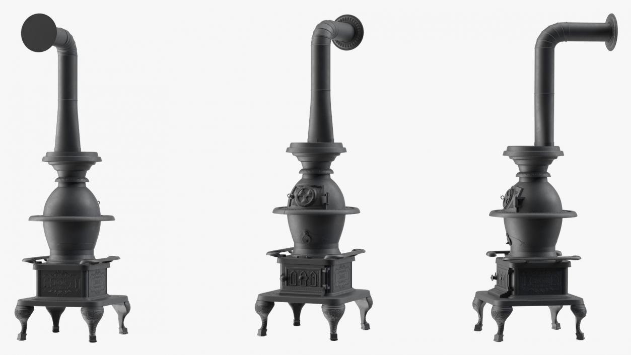 3D Iron Potbelly Stove New model