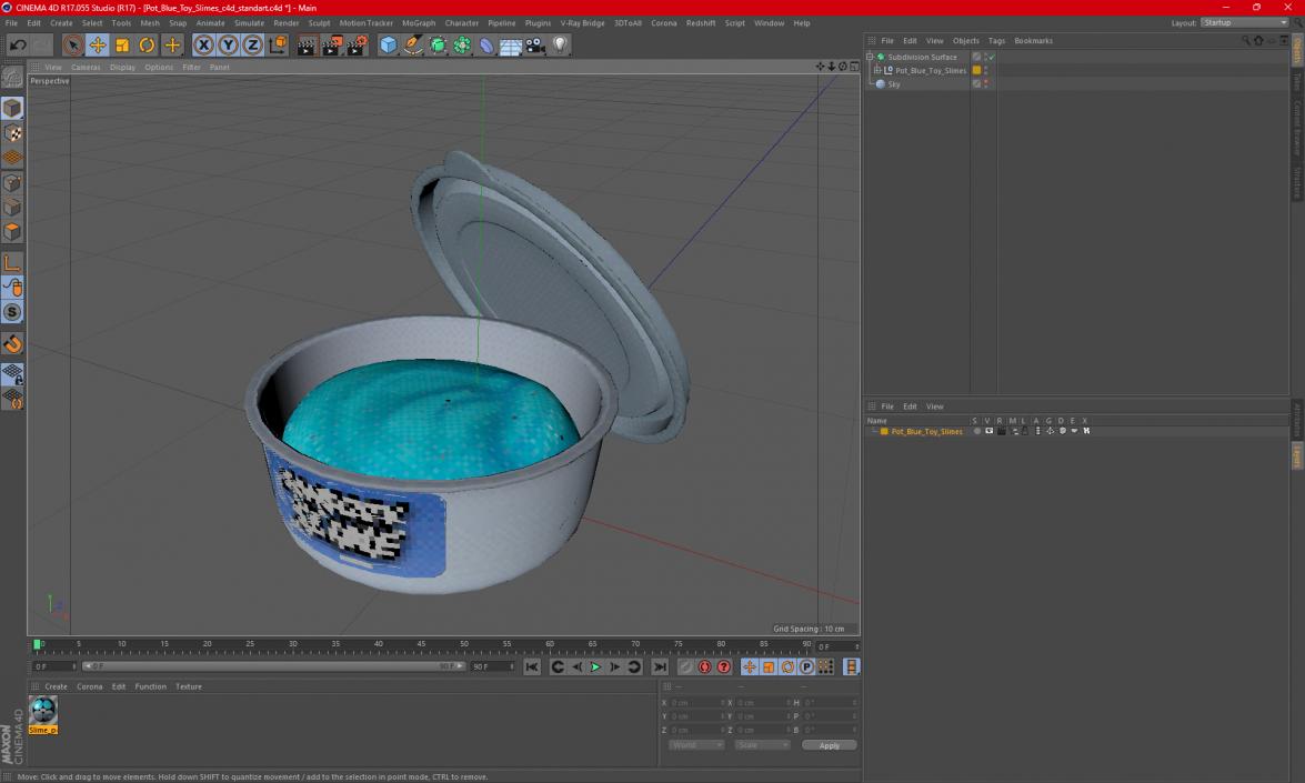 Pot Blue Toy Slimes 3D model