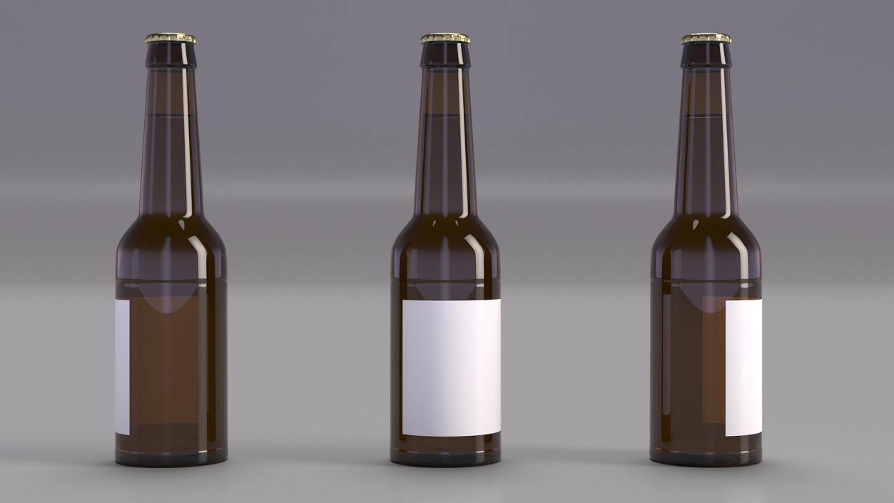 3D Glass Beer Bottle with Label model