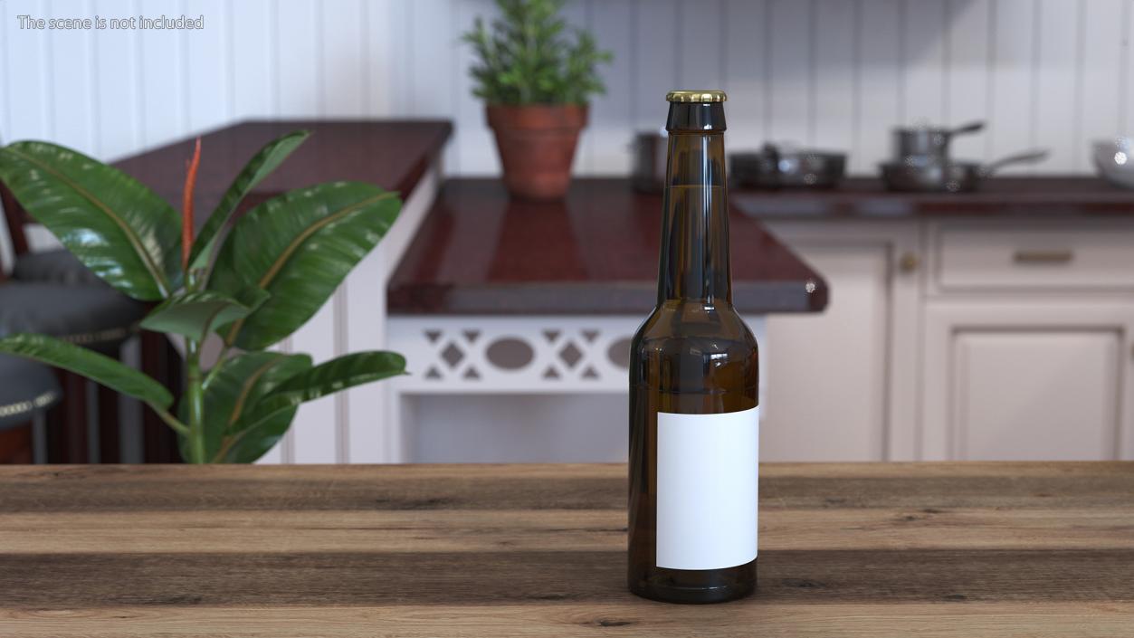 3D Glass Beer Bottle with Label model