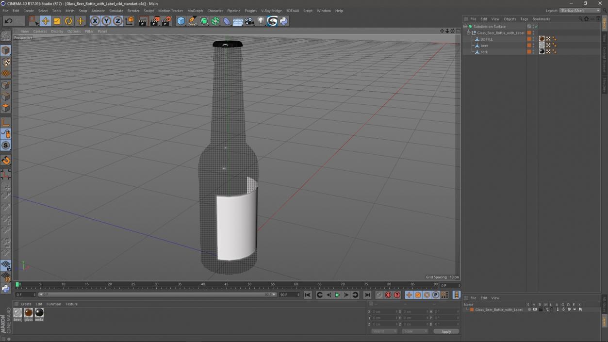 3D Glass Beer Bottle with Label model