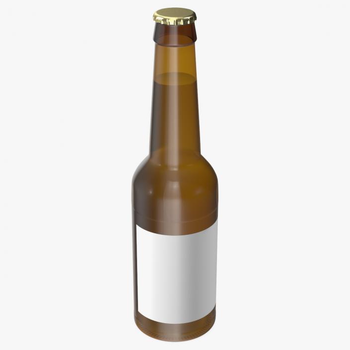 3D Glass Beer Bottle with Label model