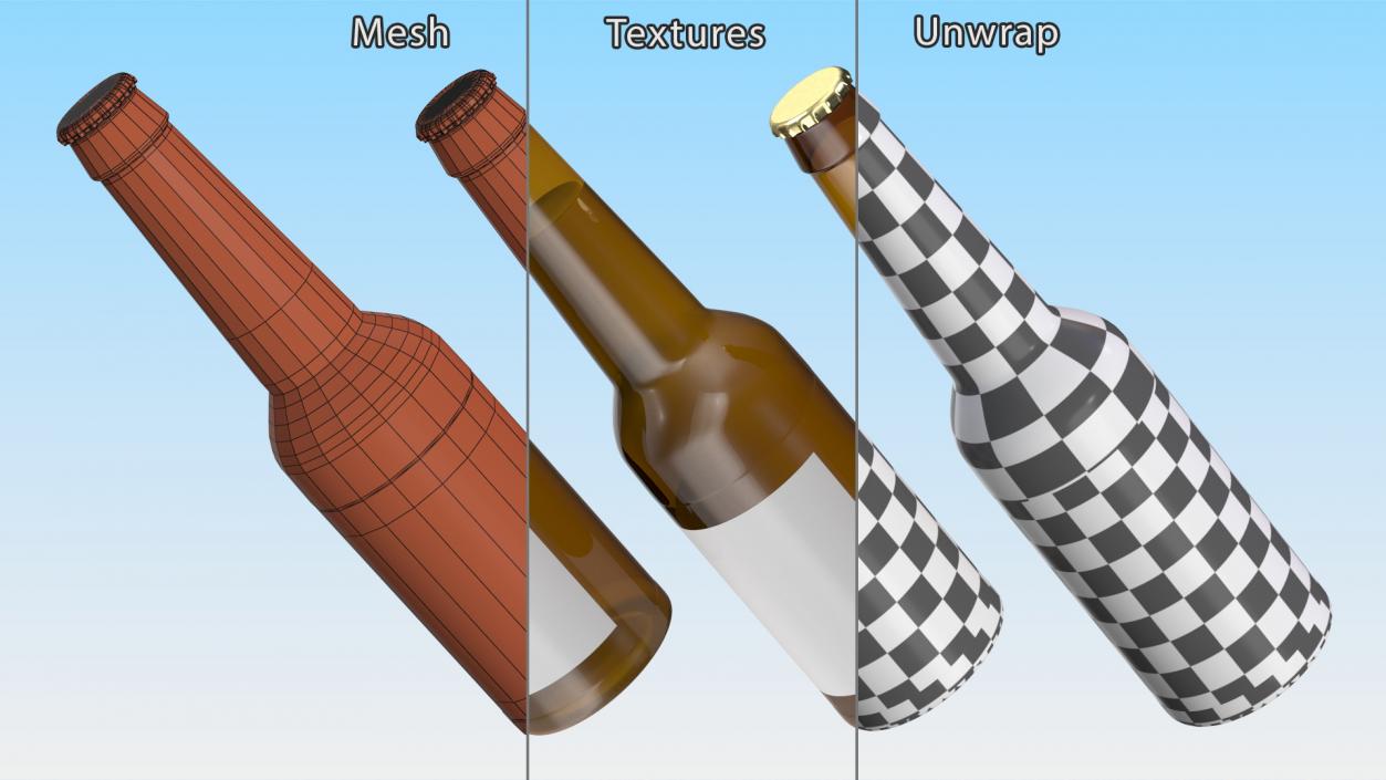 3D Glass Beer Bottle with Label model