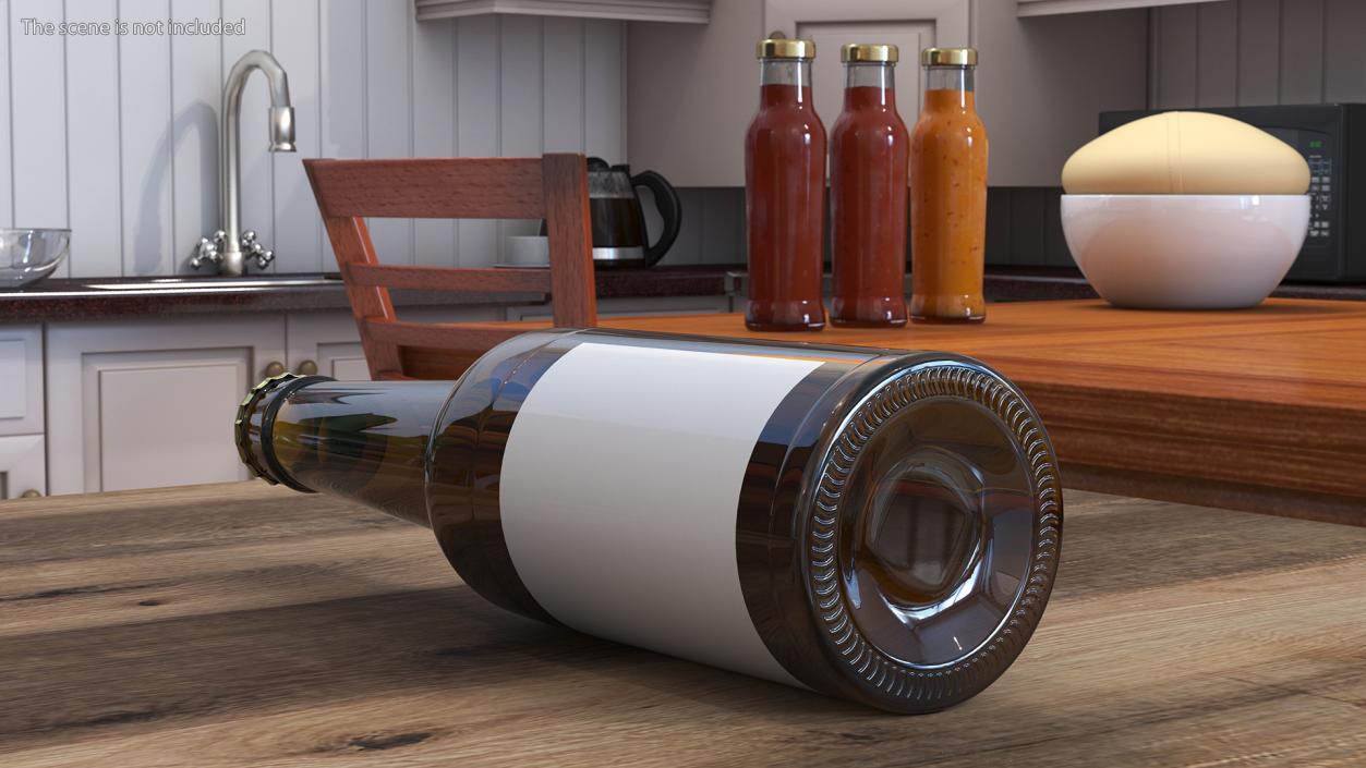 3D Glass Beer Bottle with Label model