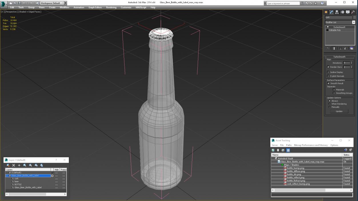 3D Glass Beer Bottle with Label model