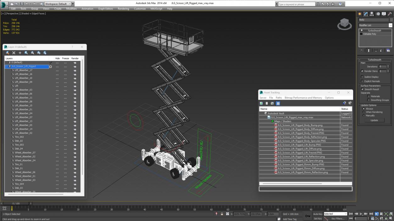 3D JLG Scissor Lift Rigged model