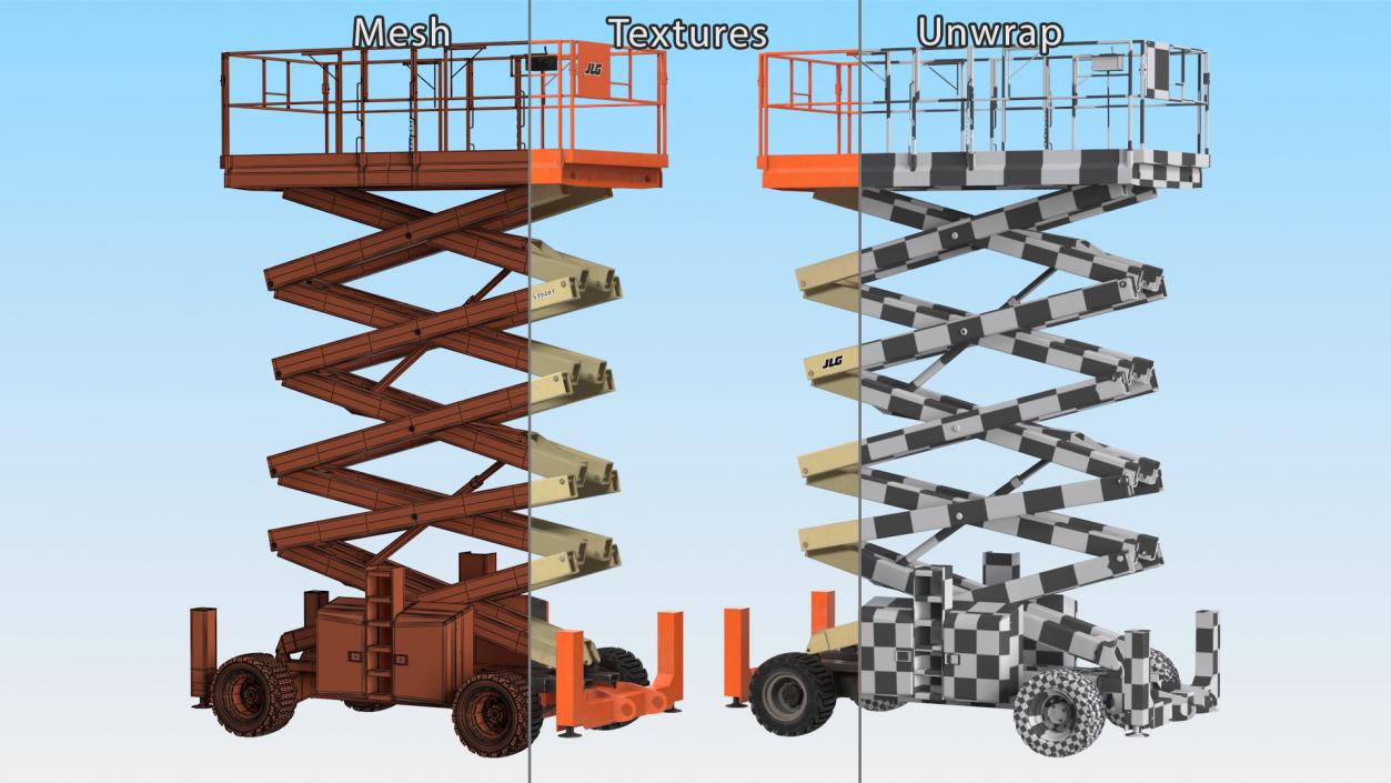 3D JLG Scissor Lift Rigged model