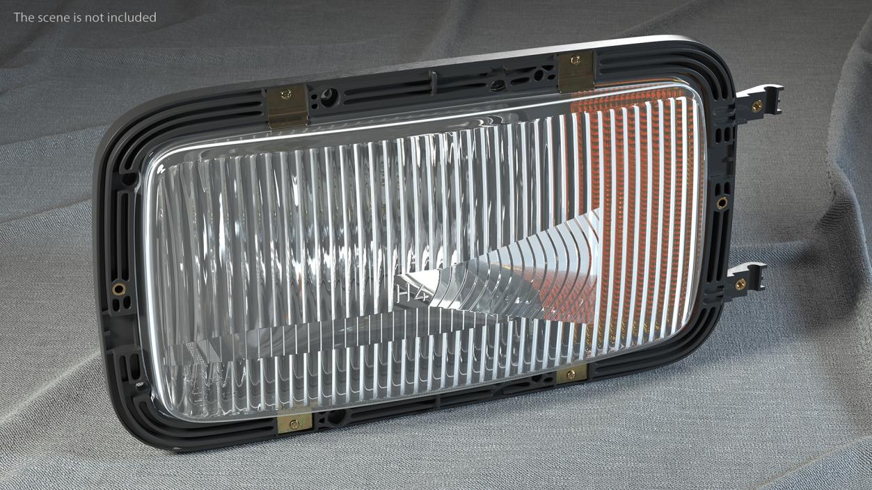 3D Left Rectangular Halogen H4 Truck Headlight model