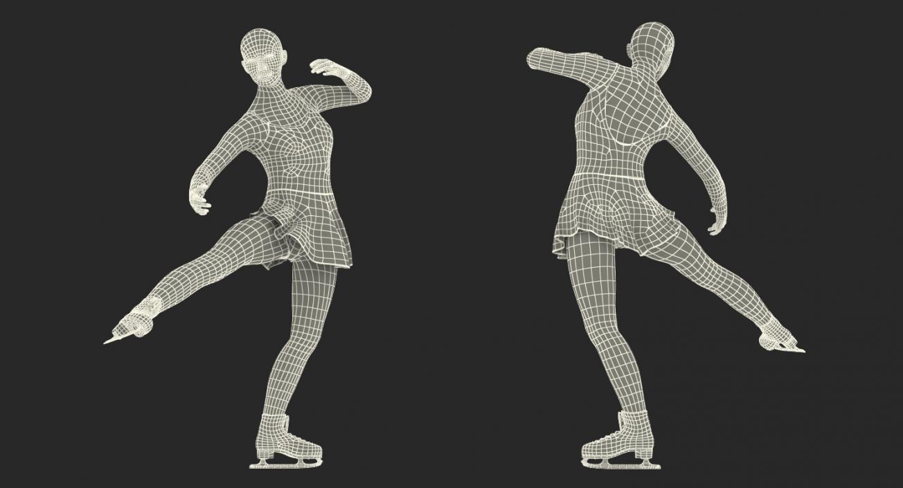 3D Female Figure Skater Dancing model