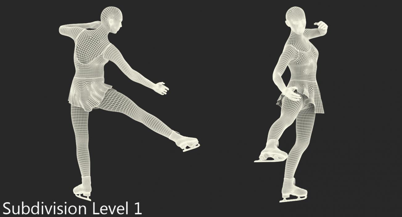 3D Female Figure Skater Dancing model