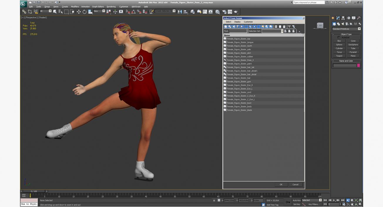 3D Female Figure Skater Dancing model