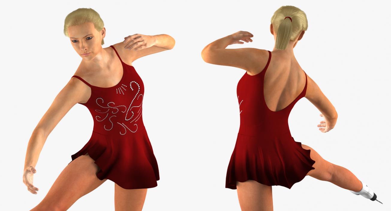 3D Female Figure Skater Dancing model