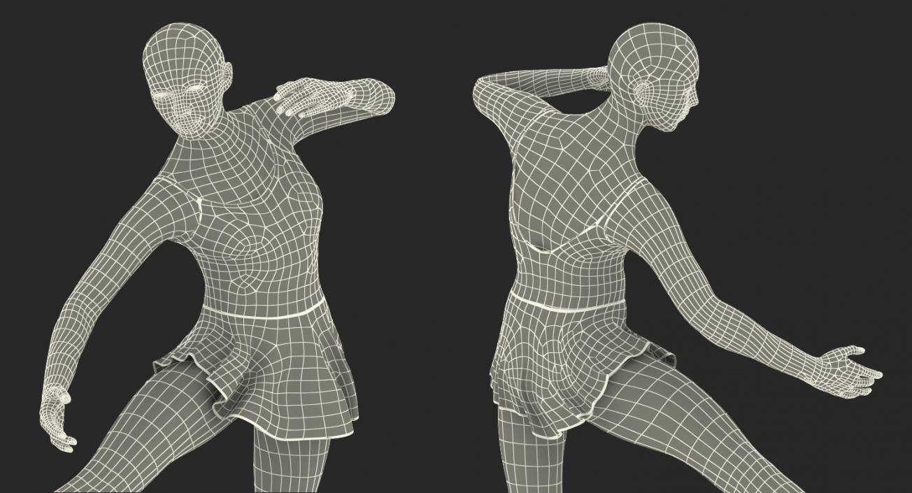 3D Female Figure Skater Dancing model