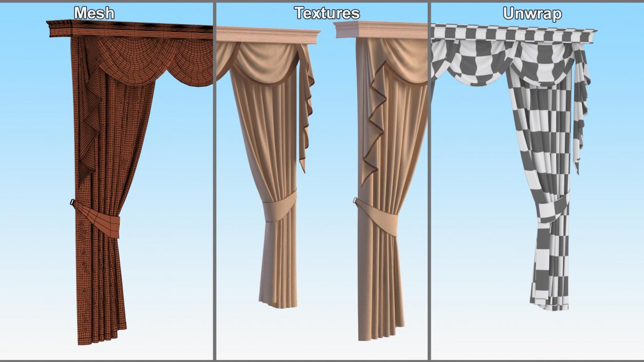 3D Curtains with Valance