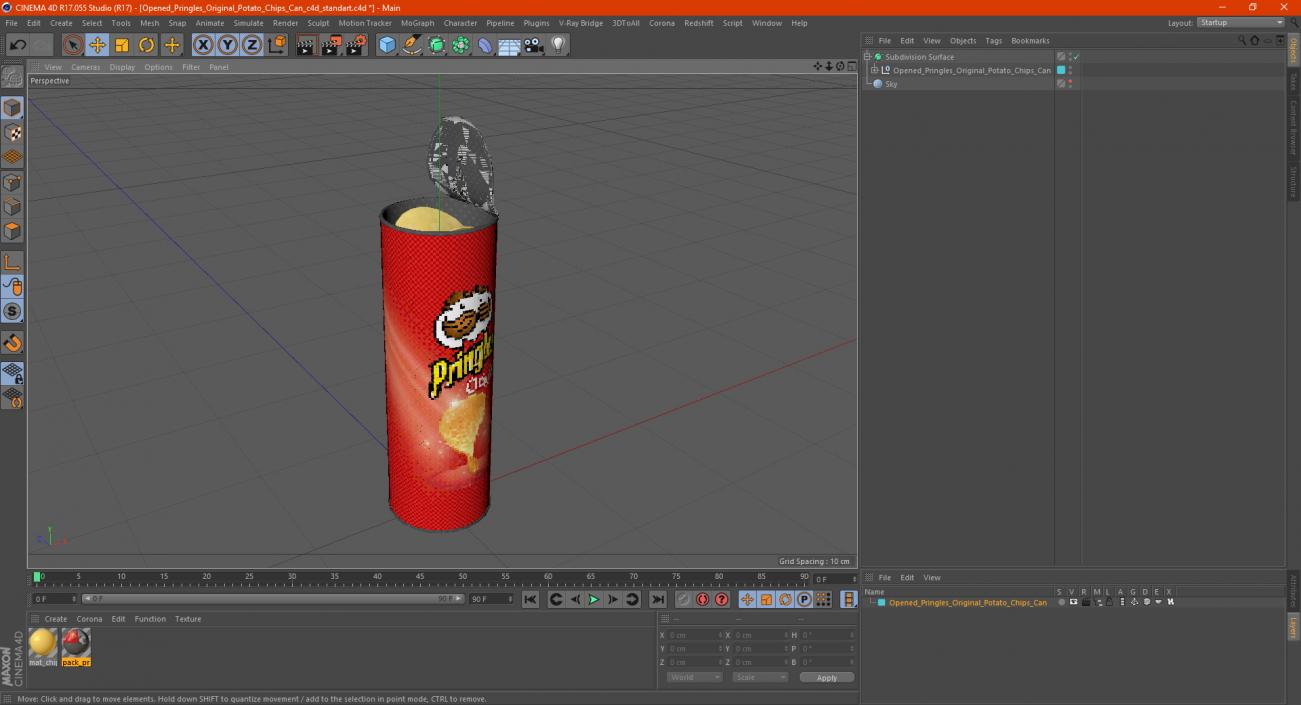 Open Pringles Original Potato Chips Can 3D model