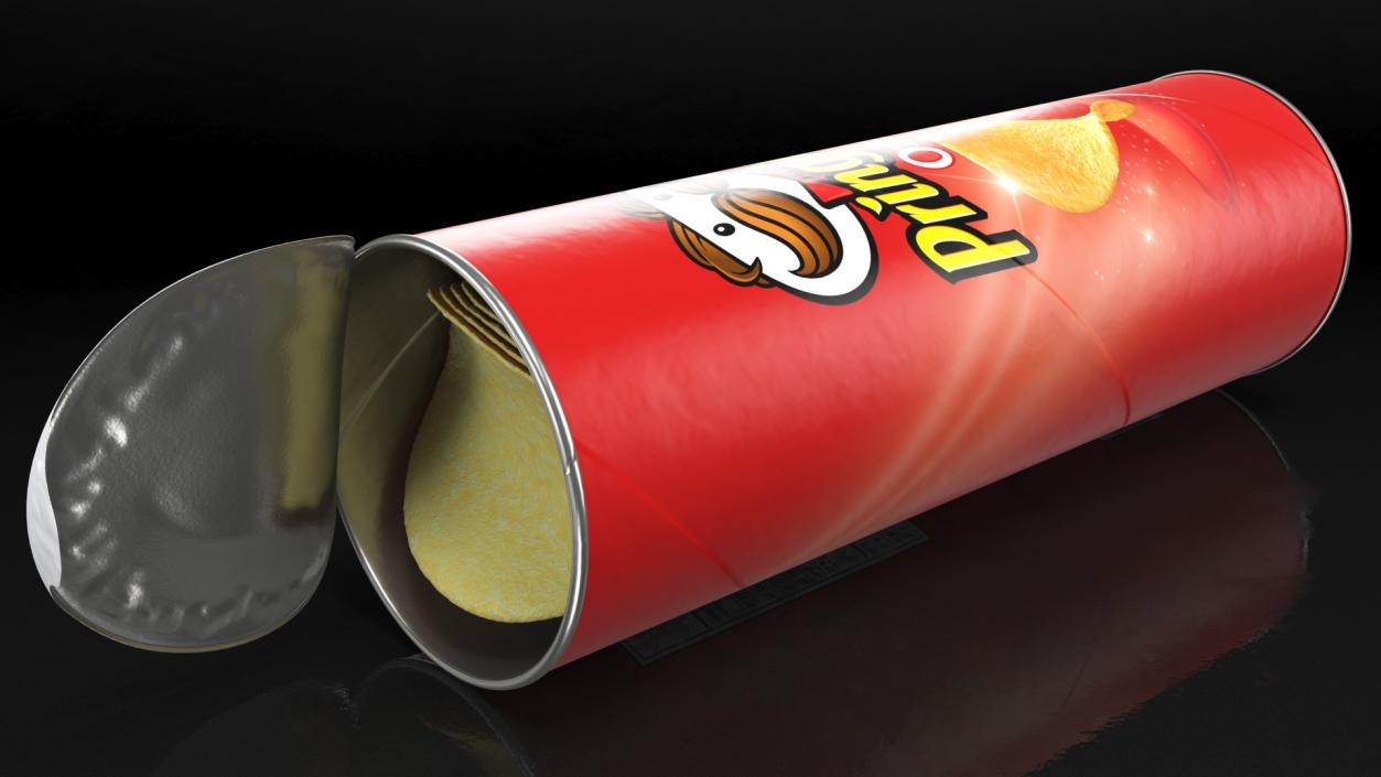 Open Pringles Original Potato Chips Can 3D model