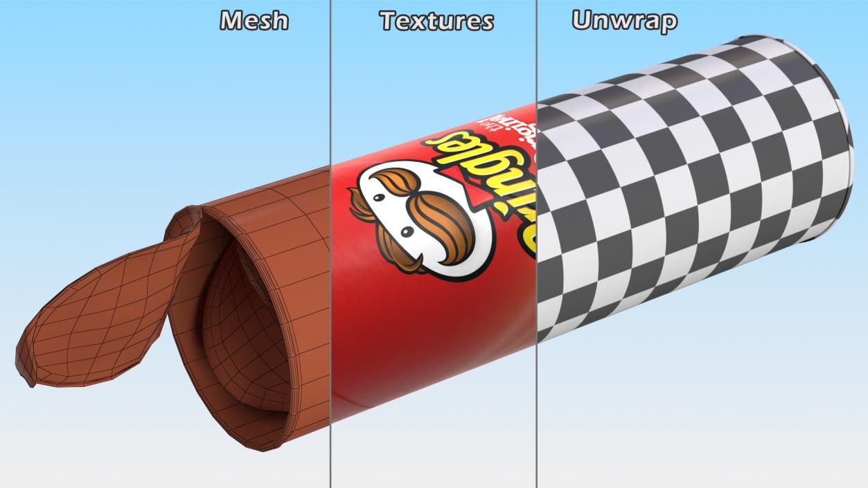 Open Pringles Original Potato Chips Can 3D model