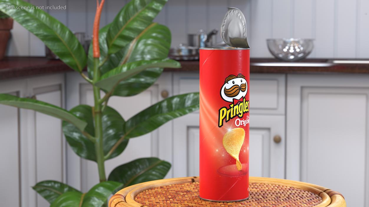 Open Pringles Original Potato Chips Can 3D model