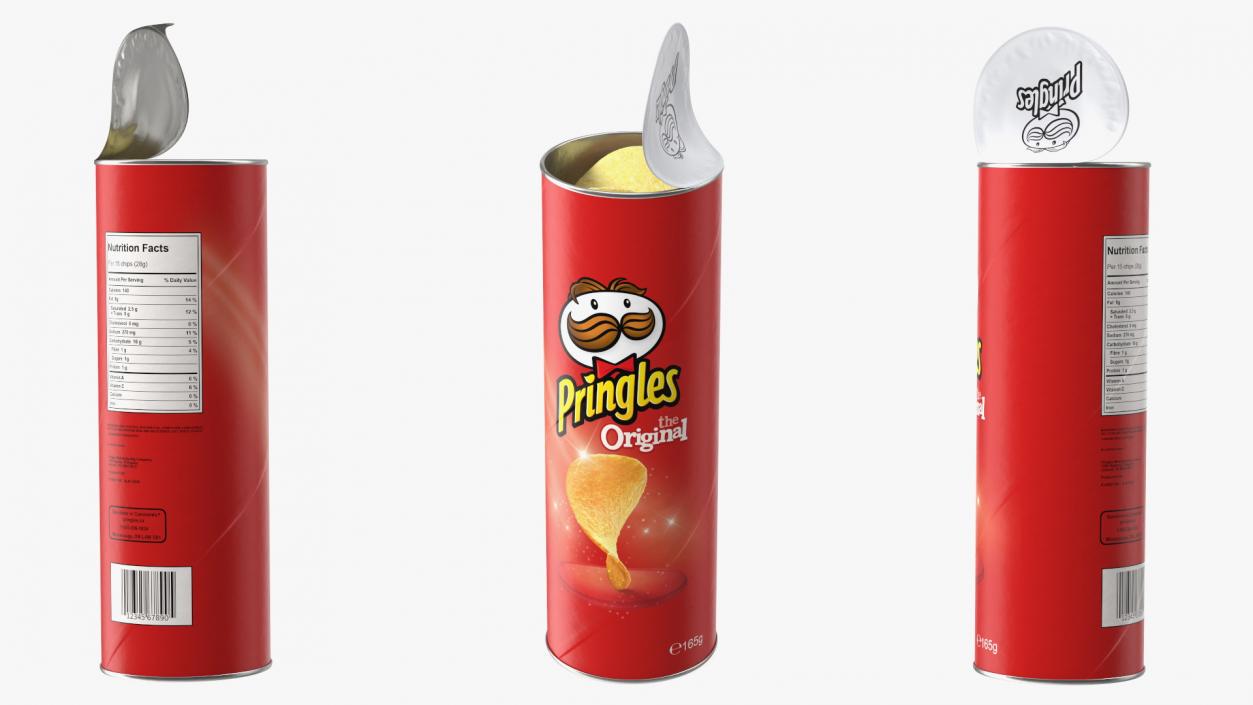 Open Pringles Original Potato Chips Can 3D model