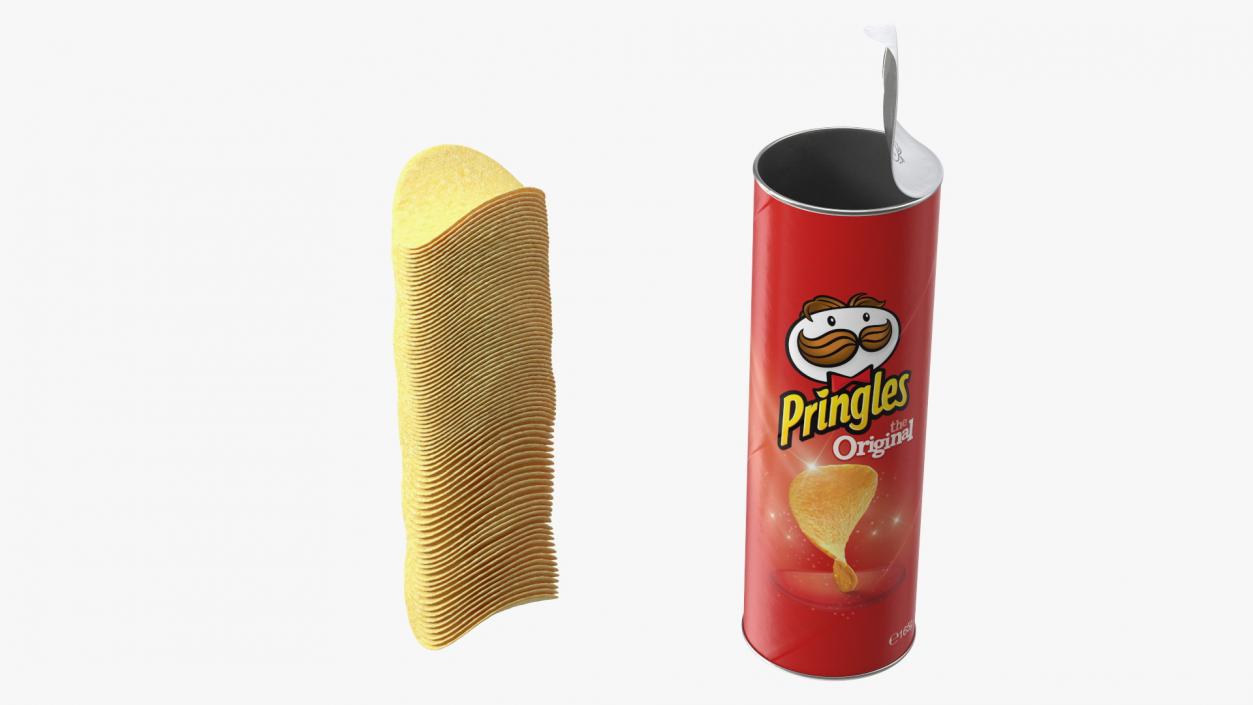 Open Pringles Original Potato Chips Can 3D model