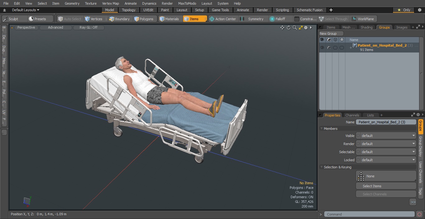 3D model Patient on Hospital Bed 2