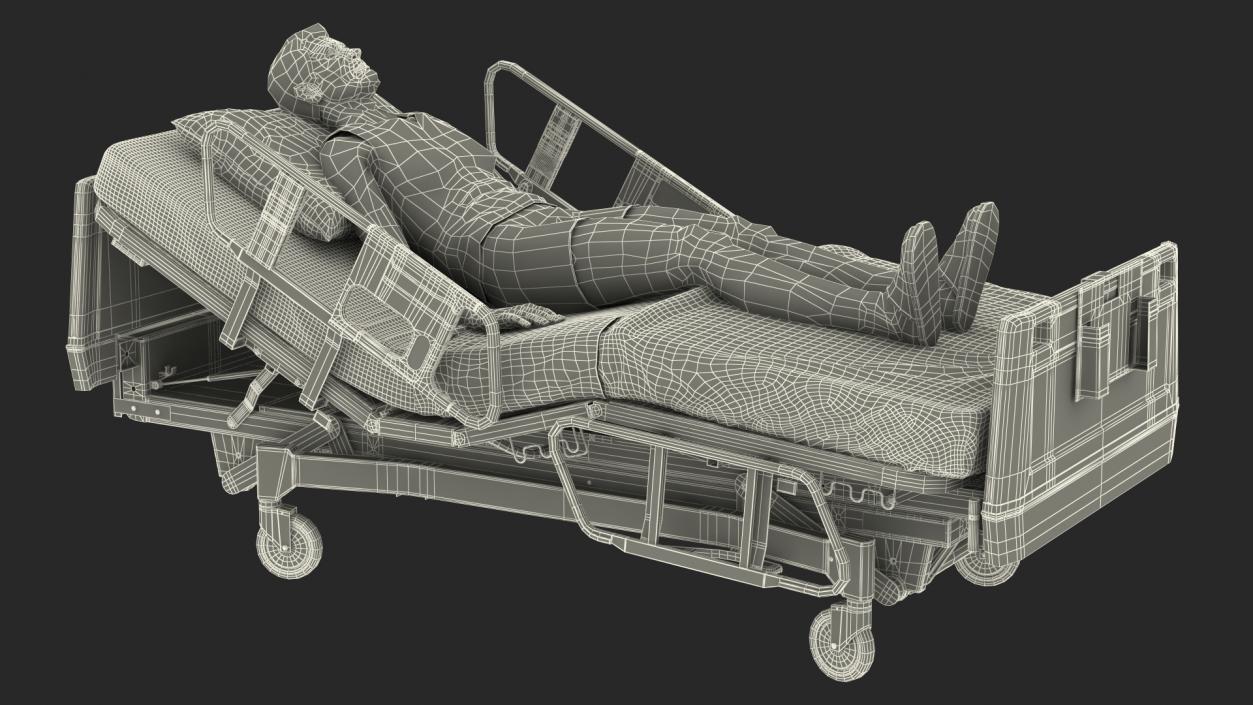 3D model Patient on Hospital Bed 2