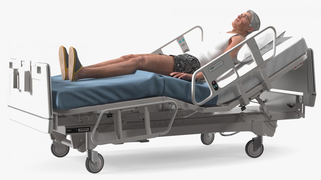 3D model Patient on Hospital Bed 2